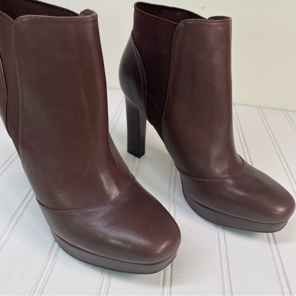 Via Spiga Tocarra brown leather platform ankle booties - Picture 7 of 14